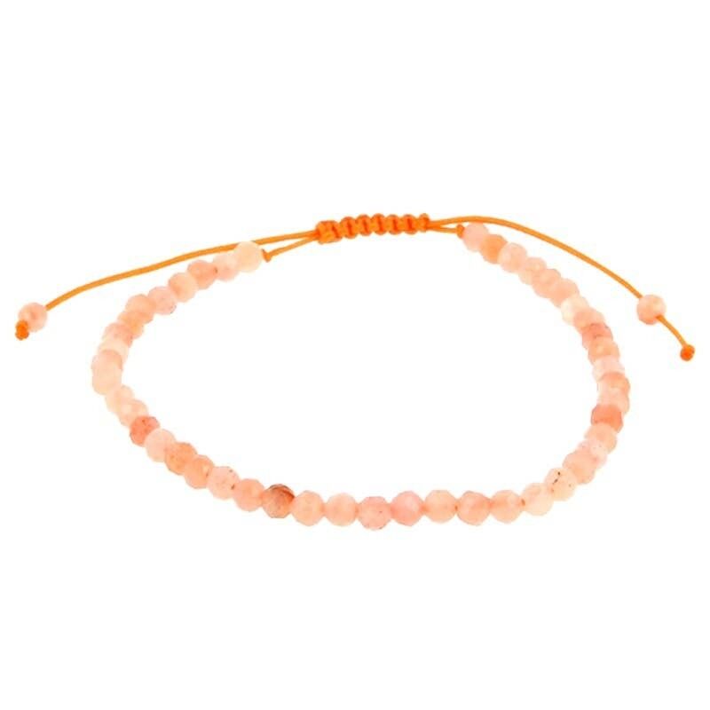 Bracciale Sunstone con perle sfaccettate da 3 mm Shamballa