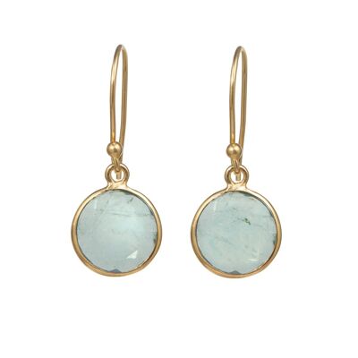 Apatite Gold Plated Sterling Silver Earrings with a Round Faceted Gemstone Drop