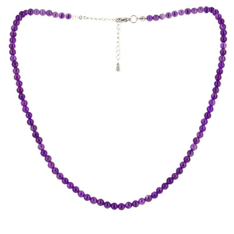 Collana EXTRA in ametista con perle da 4 mm