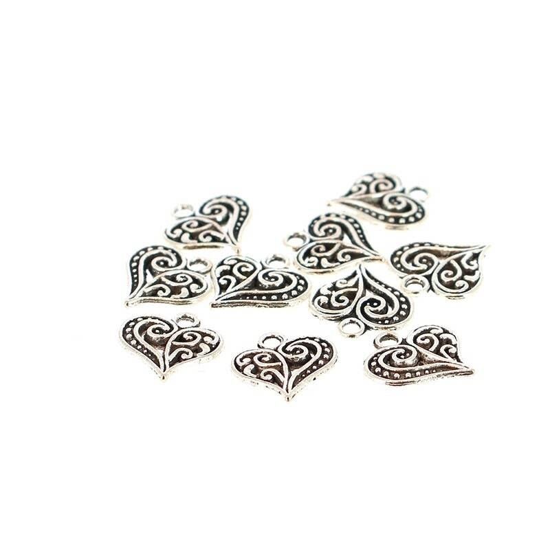 10 ciondoli a forma di cuore 14 x 13 mm