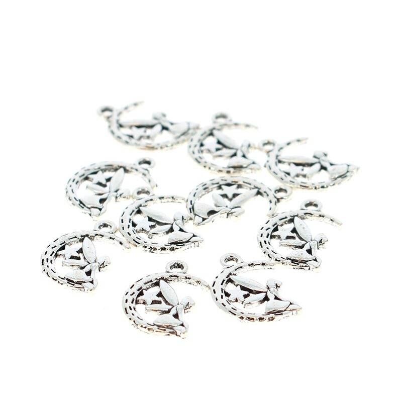 10 ciondoli Fata della Luna 19 x 19 mm