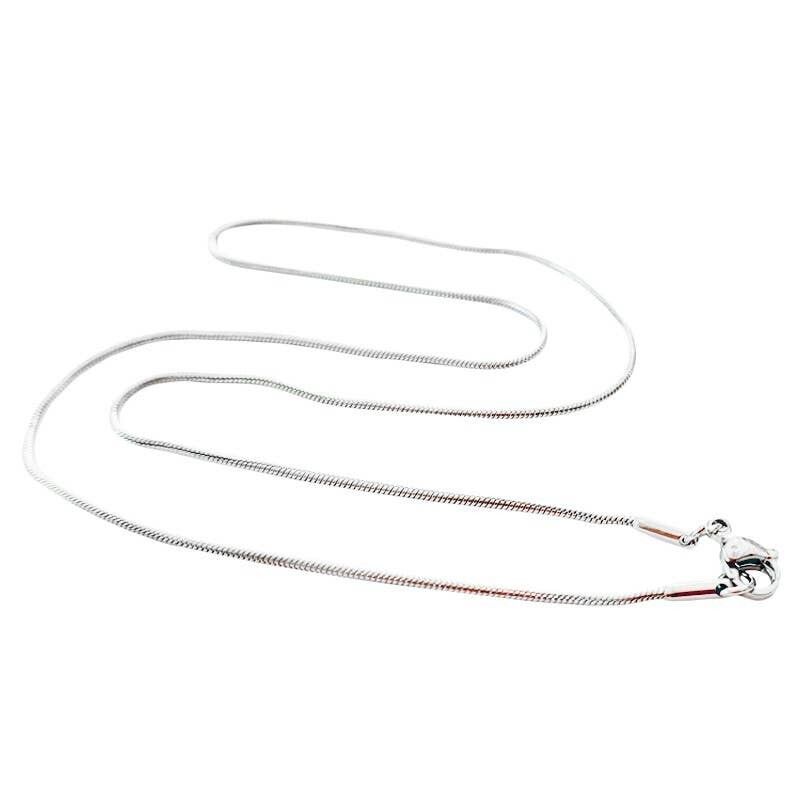 Catena in ottone placcato argento 925, diametro 45 cm, serpente da 1 mm