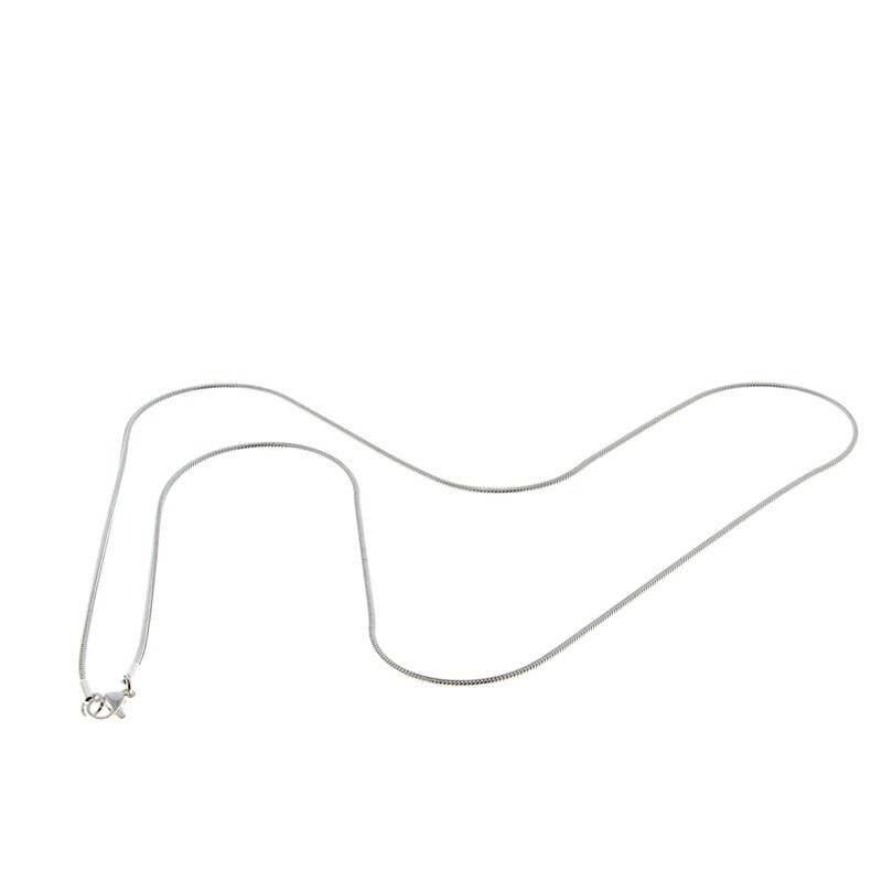 Catena in acciaio placcato argento 925 diametro 70 cm serpente 2 mm