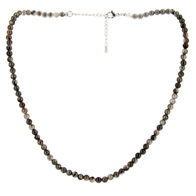Collana Larvikite con perline da 4 mm