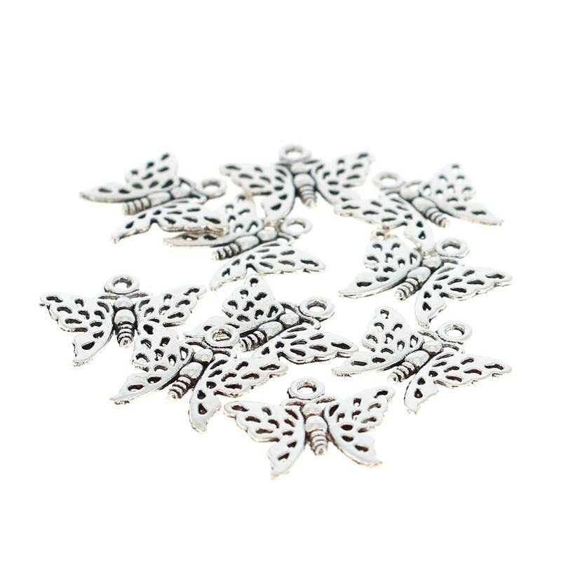 10 ciondoli a forma di farfalla 16 x 19 mm
