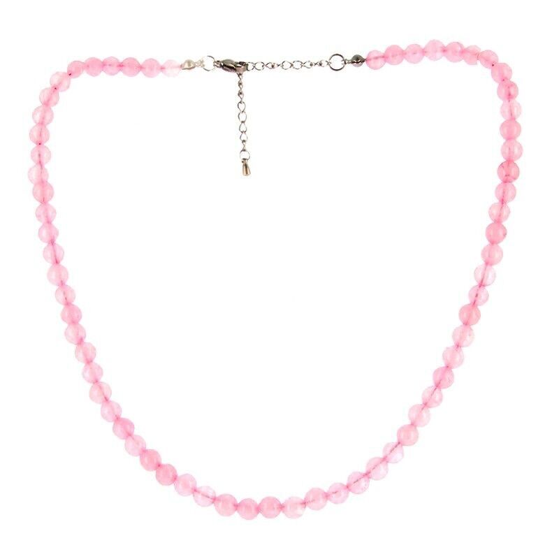 Collar de cuarzo rosa con cuentas de 6 mm
