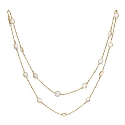 Moonstone Gemstone Necklace in Gold Plated Sterling Silver