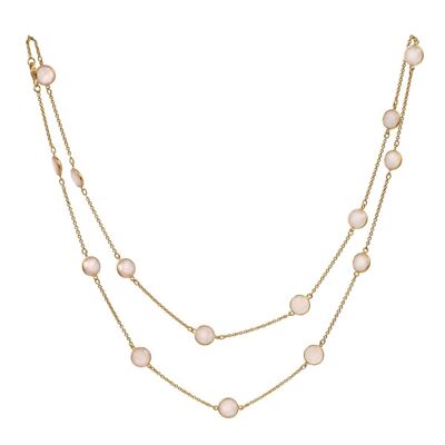 Rose Quartz Gemstone Necklace in Gold Plated Sterling Silver