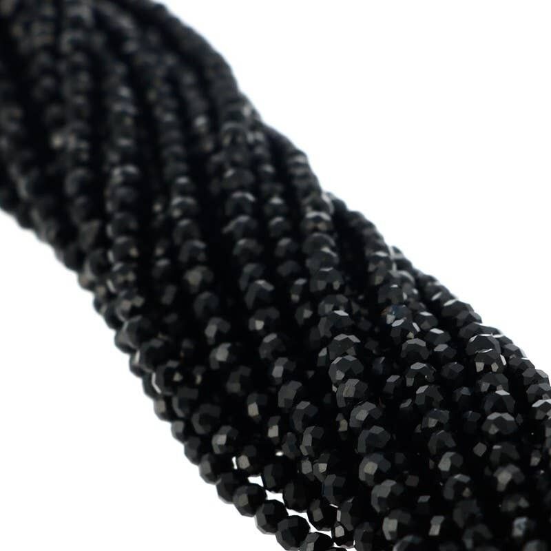 3 mm facettierte schwarze Achatperlen
