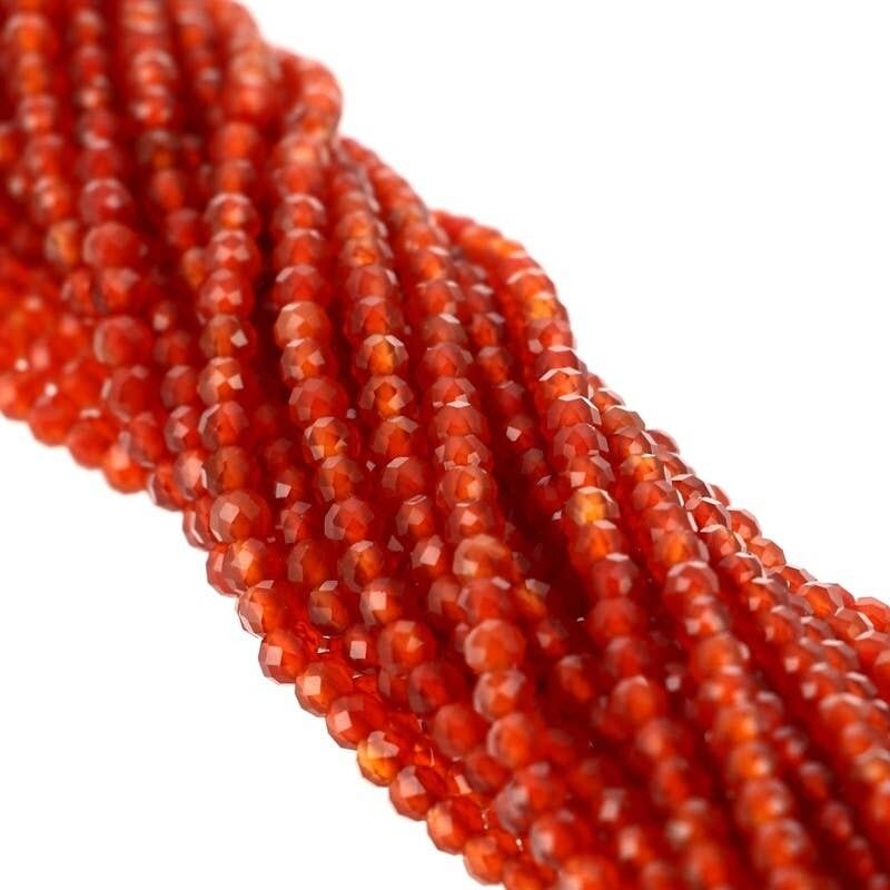 3 mm facettierte Karneolperlen