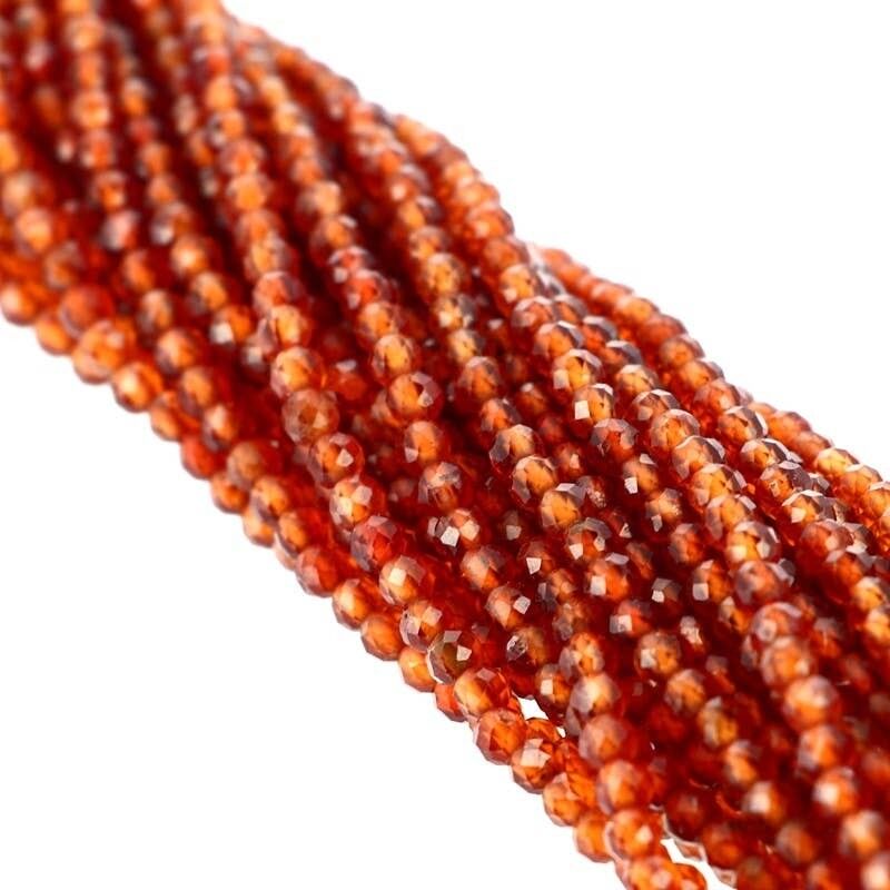 3 mm facettierte orange Granatperlen