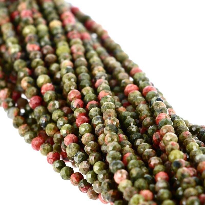 3 mm facettierte Unakitperlen