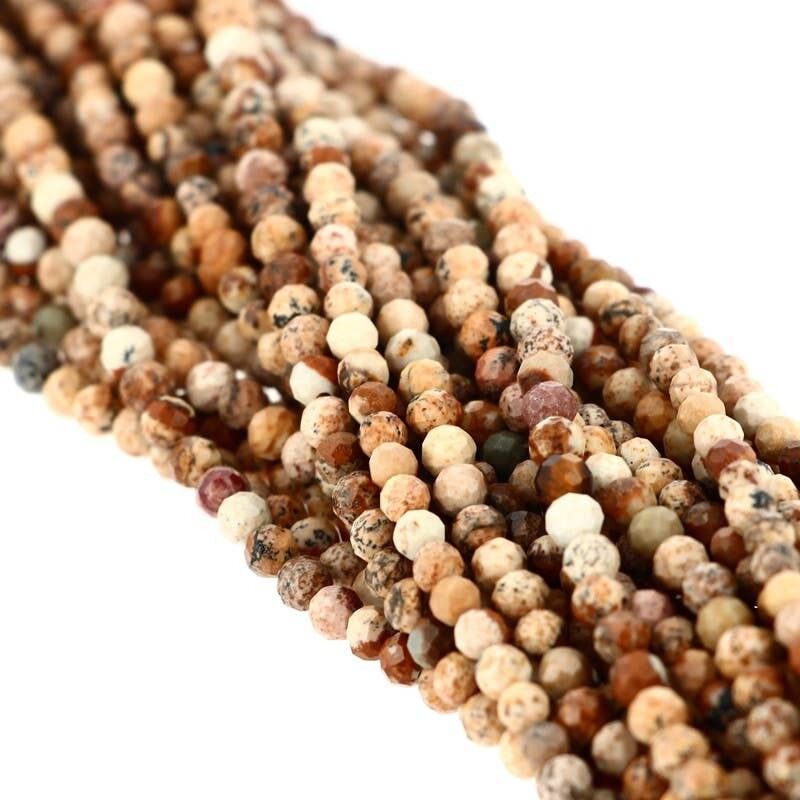 3 mm facettierte Landschaftsjaspisperlen