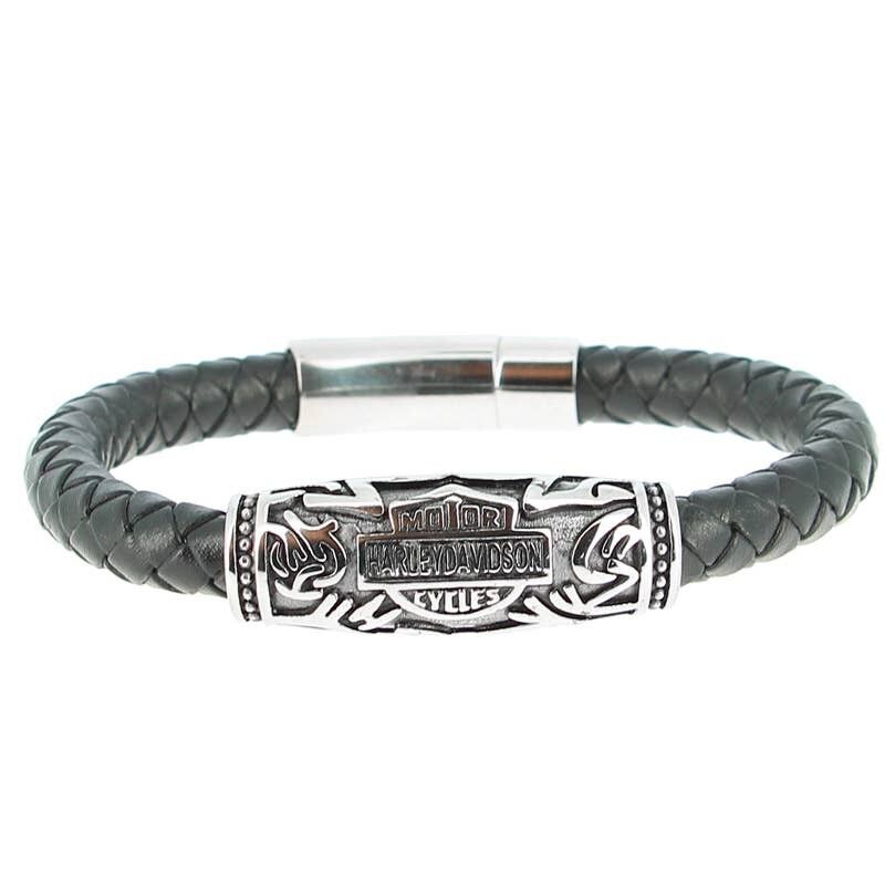 Armband aus Edelstahl und Leder. Länge 22 cm – 8.66'' - LB179/22