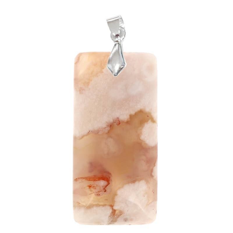 Dünne rechteckige Blumen-Achat-Anhänger