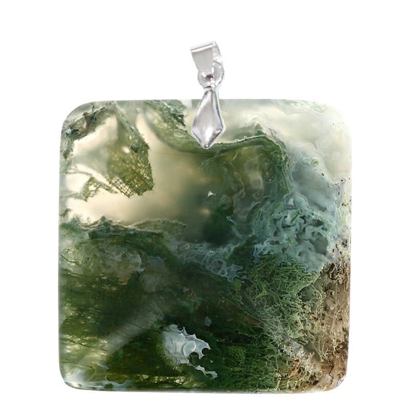 Madagaskar-Moos-Achat-Quadrat-Anhänger