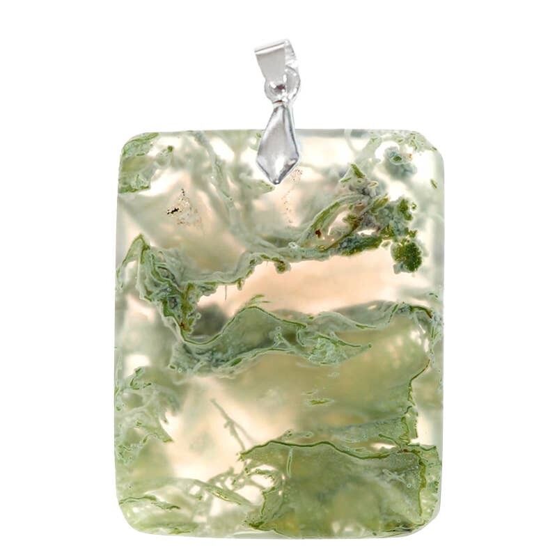 Madagaskar-Moos-Achat-Rechteck-Anhänger