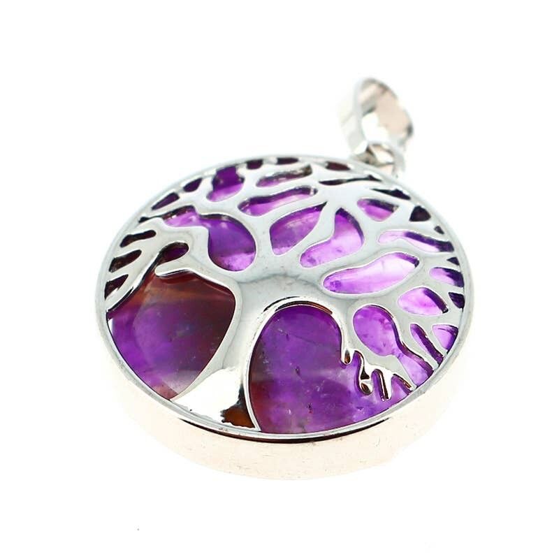 Runde Amethyst-Lebensbaum-Anhänger 2.5cms