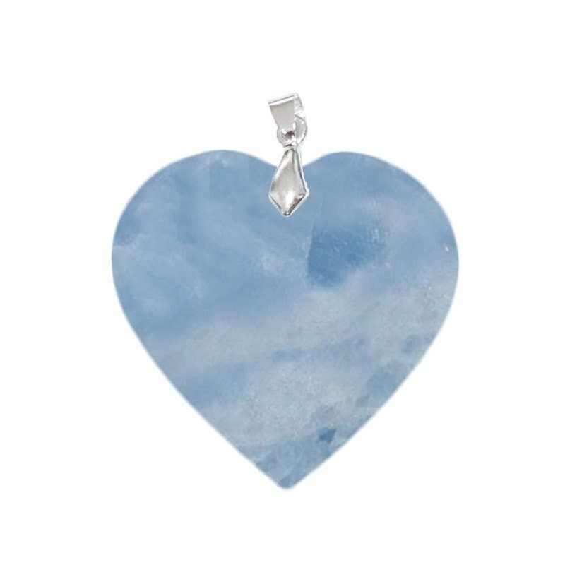 Ciondoli a forma di cuore in calcite blu, 3 a 3.5CM