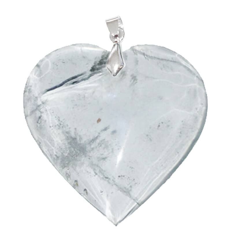 Pendente in cristallo di rocca a forma di cuore