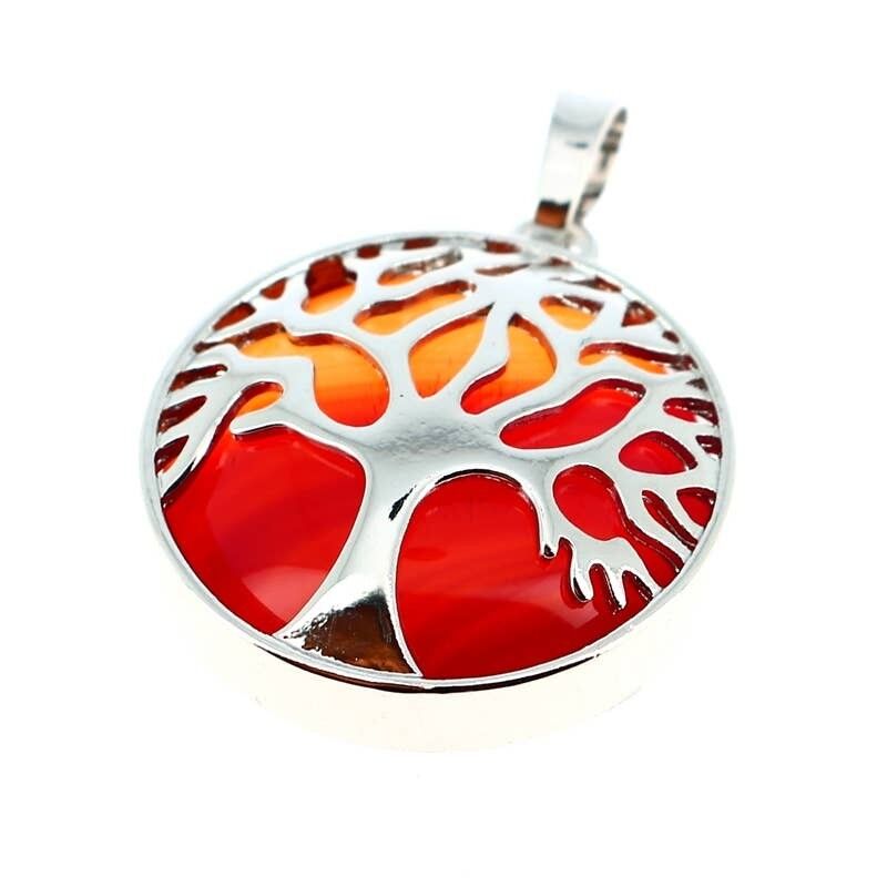 Ciondolo con albero della vita in corniola a nastro 2.5CM