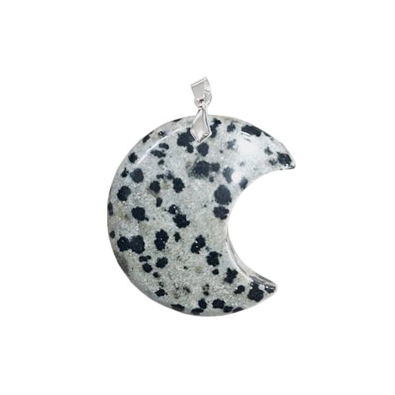Ciondolo Luna in Diaspro Dalmata 30 mm