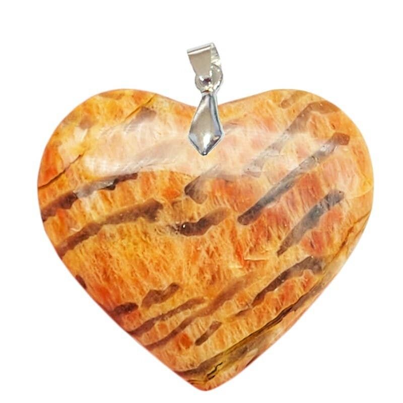 Pfirsich-Herz-Mondstein-Anhänger