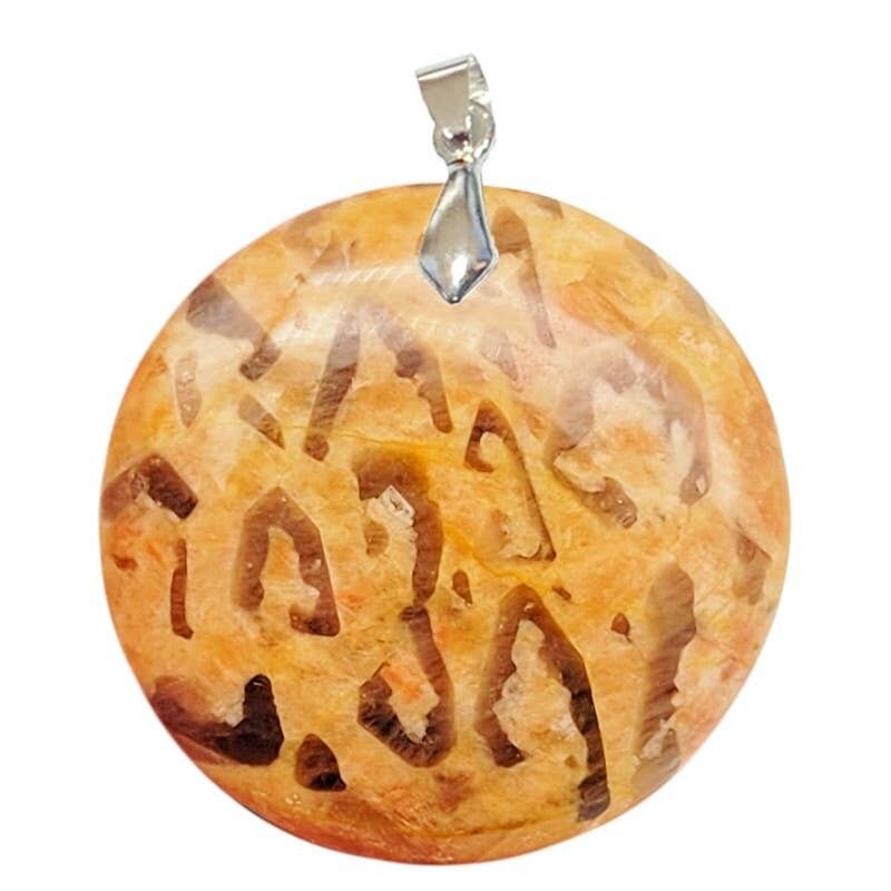 Runde Pfirsich-Mondstein-Anhänger