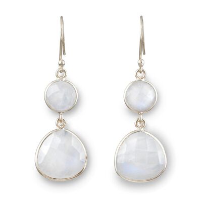 Moonstone Gemstone Earrings in Sterling Silver - Triangular