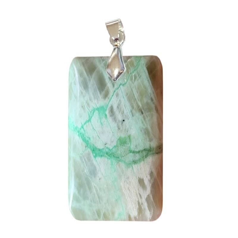 Ciondoli rettangolari in pietra di luna verde (Garnierite)