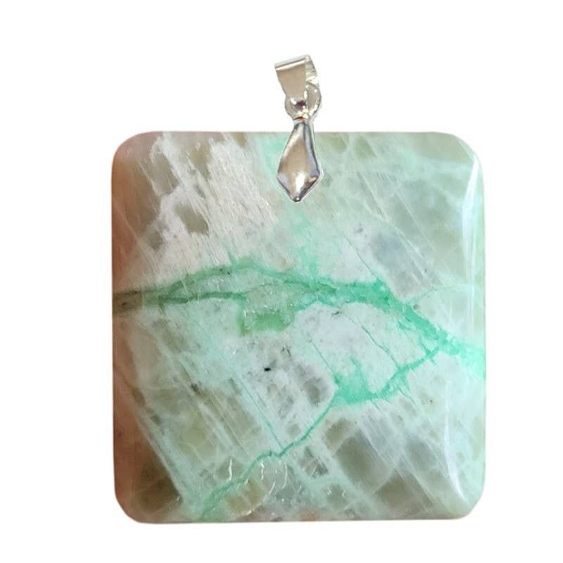 Ciondoli quadrati in pietra di luna verde (Garnierite)