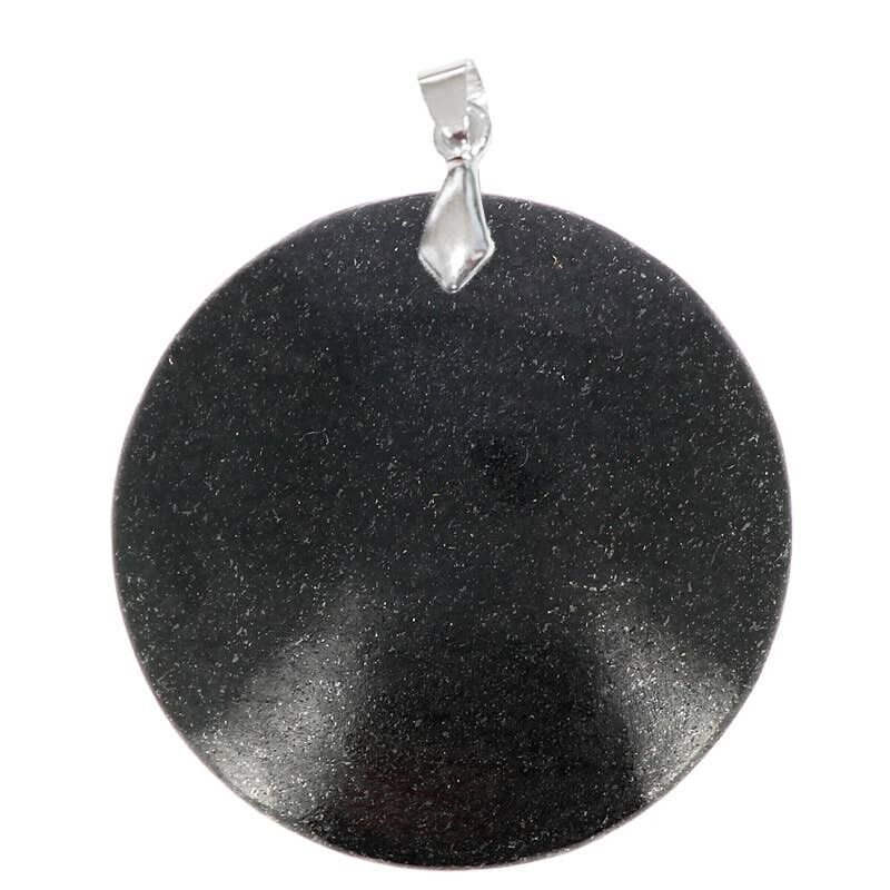 Ciondoli rotondi in granito nero stellato