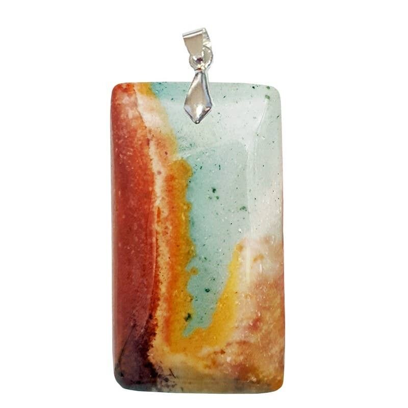 Polychromer Jaspis-Anhänger, rechteckig, dünn, 3 x 3.5cms