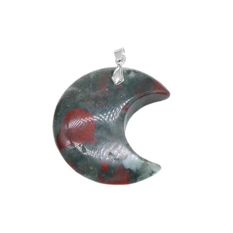 Blutjaspis Mond Anhänger 30 mm