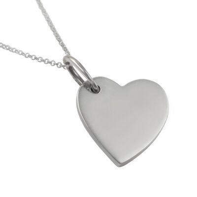 Sterling Silver Tilted Flat Heart Pendant