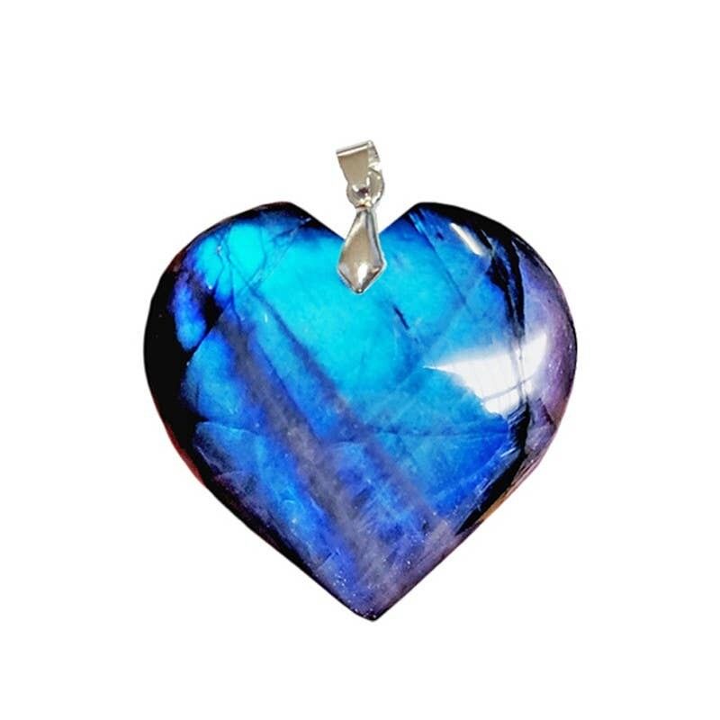 Ciondolo in labradorite a forma di cuore EXTRA, 3 a 3.5CM