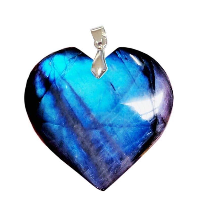 Ciondoli in labradorite a forma di cuore EXTRA 3.5CM