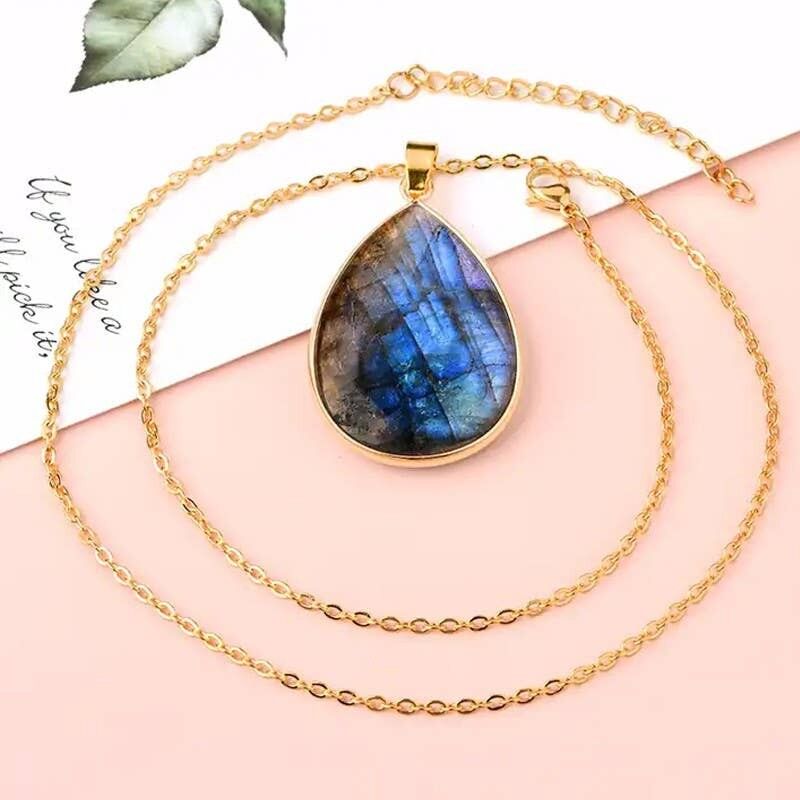 Collana con goccia di labradorite EXTRA 36 x 26 mm