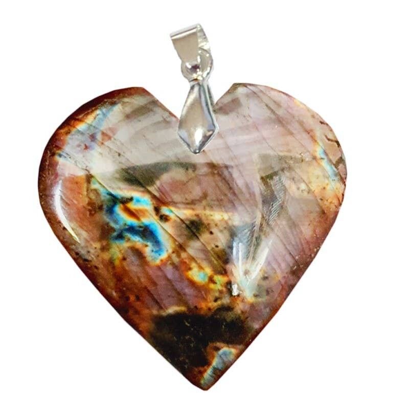 Ciondoli Labradorite Nera Rainbow Reflections Cuore