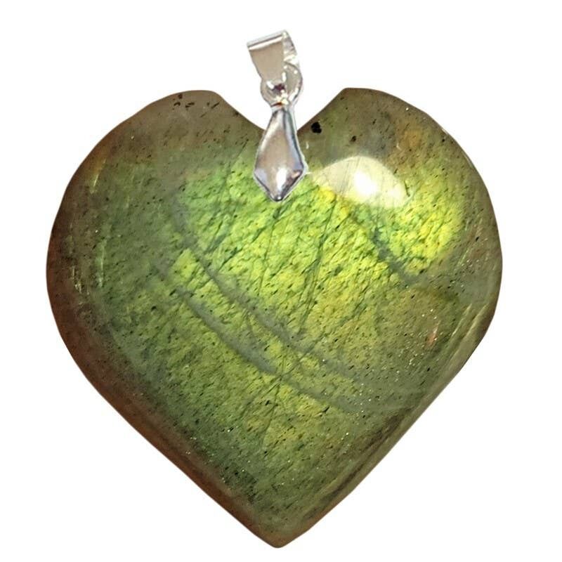 Ciondoli a cuore in labradorite verde