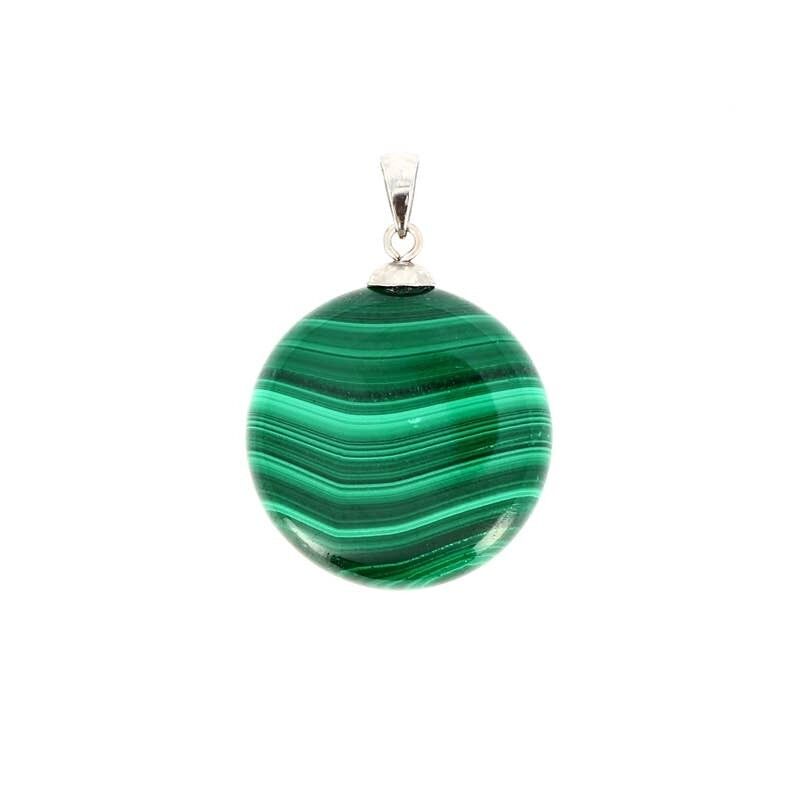 Ciondolo rotondo EXTRA in vera Malachite 2,5 x 1,8 cm