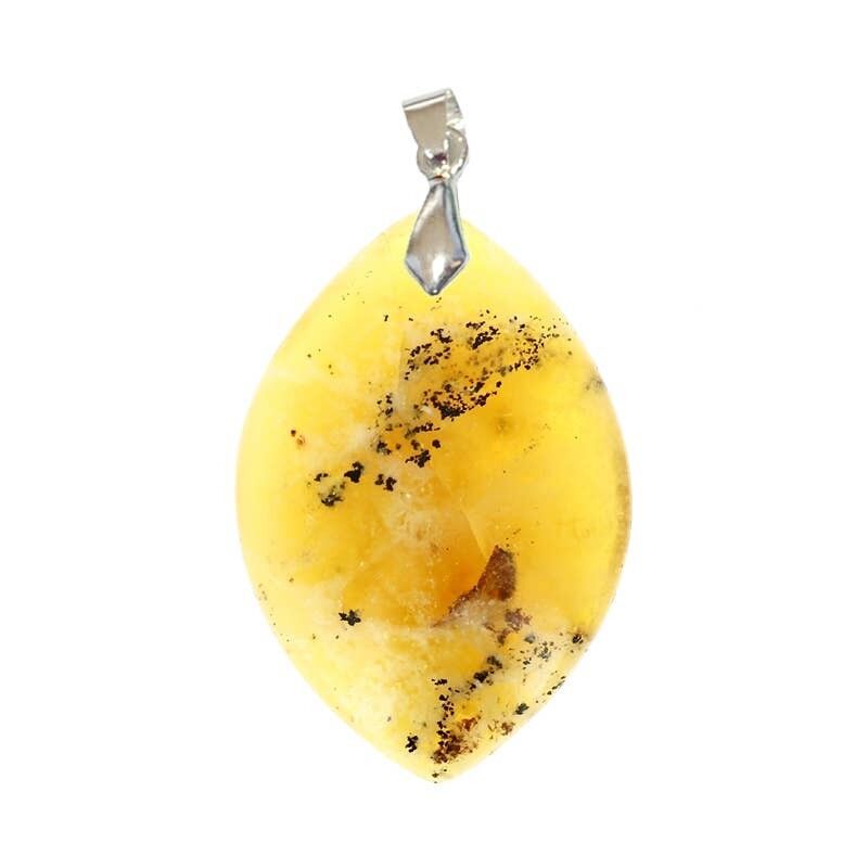 Pendenti con opale dendritico (merlinite) giallo marquise