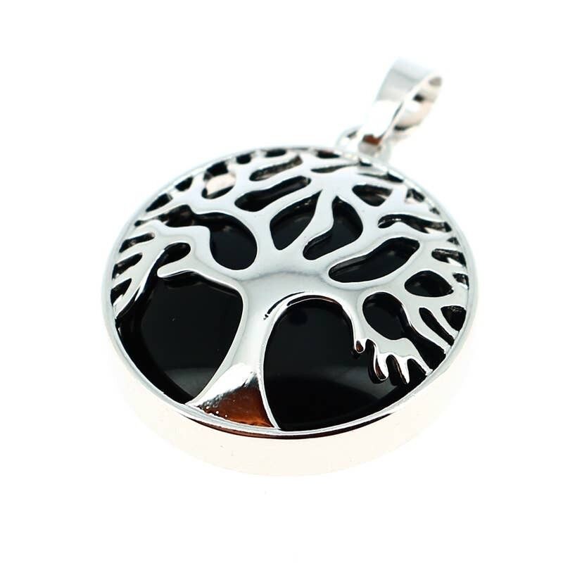 Ciondoli Albero della Vita in ossidiana nera 2.5CM