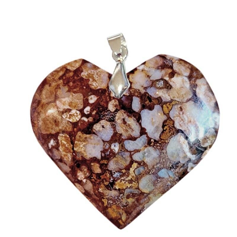 Colgantes de corazón de ópalo blanco y negro