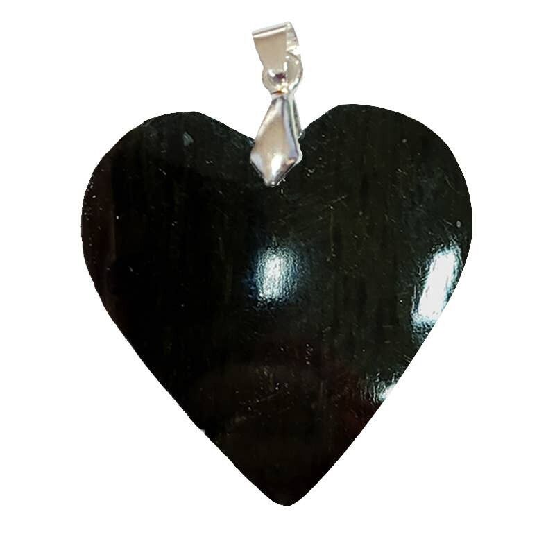 Colgantes de corazón de ópalo negro de Madagascar - POPNOCOP