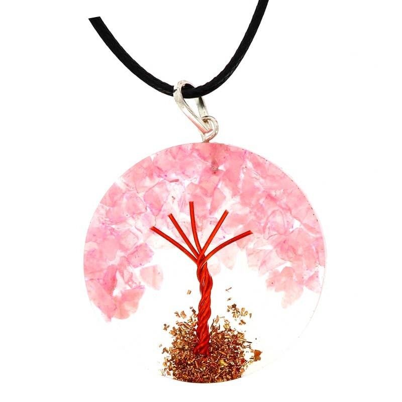 Ciondoli Albero della Vita in Orgonite al Quarzo Rosa 3.5CM