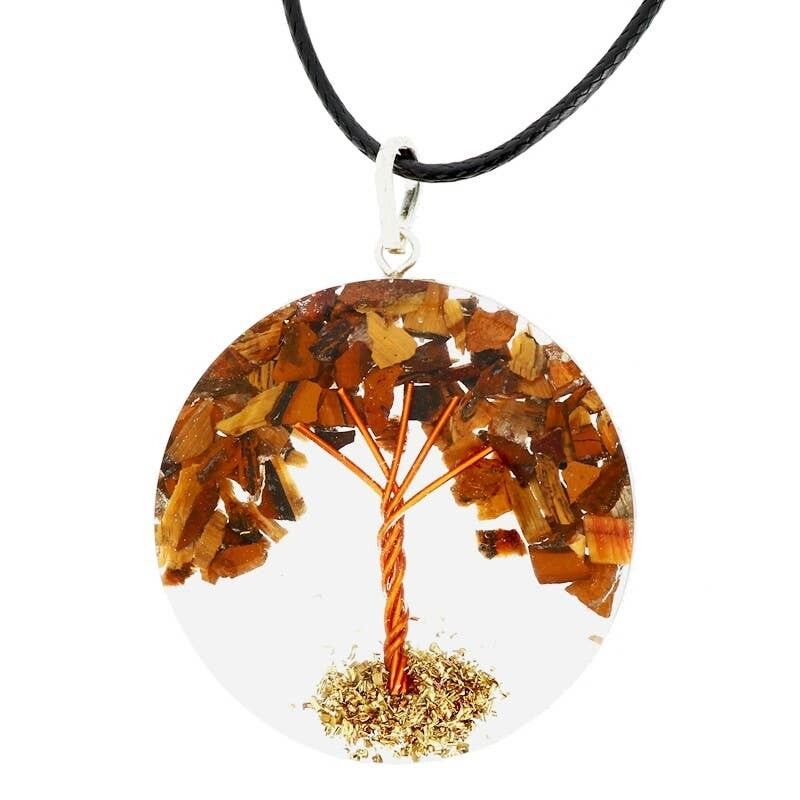 Ciondoli in orgonite con occhio di tigre e albero della vita 3.5CM