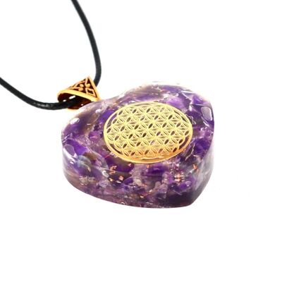 Amethyst Orgonite Heart Flower of Life 3.5 cm 