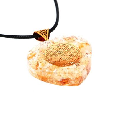 Citrine Orgonite Heart Flower of Life 3.5 cm 