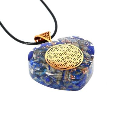 Lapis Lazuli Orgonite Heart Flower of Life 3.5 cm 